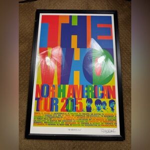 Framed 2015 concert poster for "The Who Hits
50!" North American tour